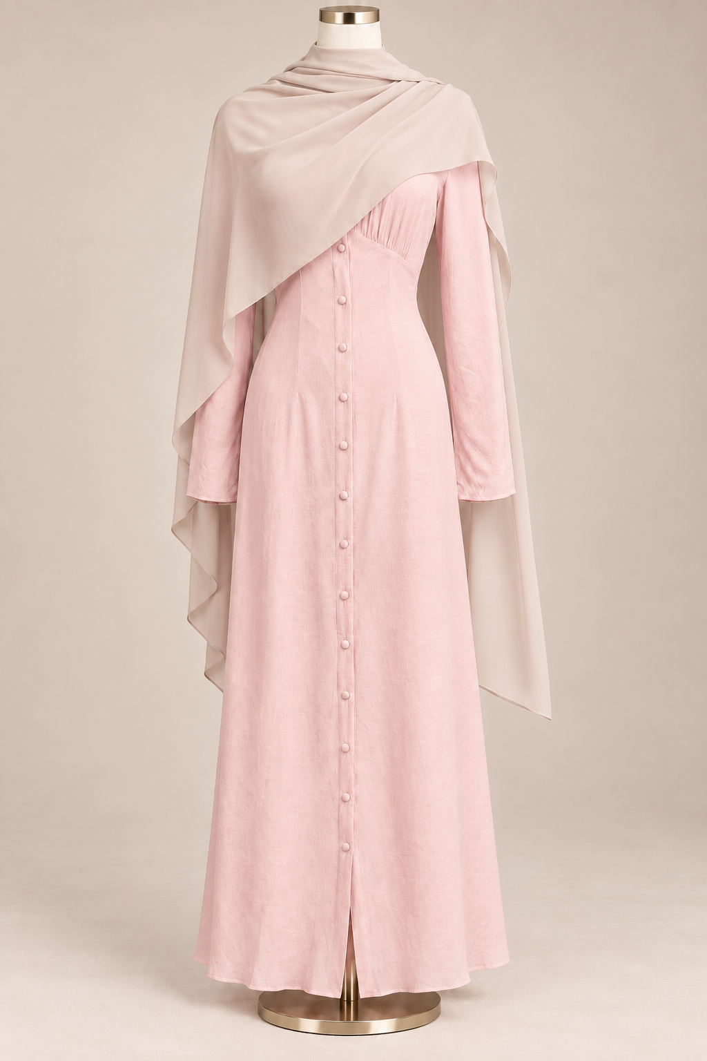 HANNA BUTTON DRESS (POWDER PINK)