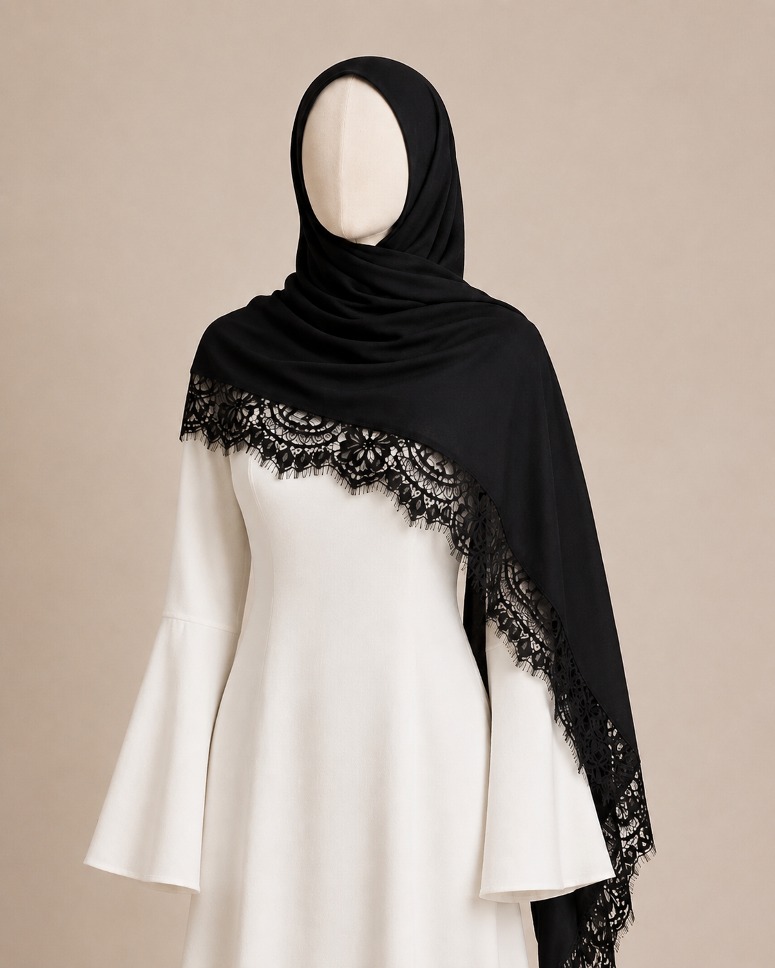 LACE MODAL SHAWL (BLACK)