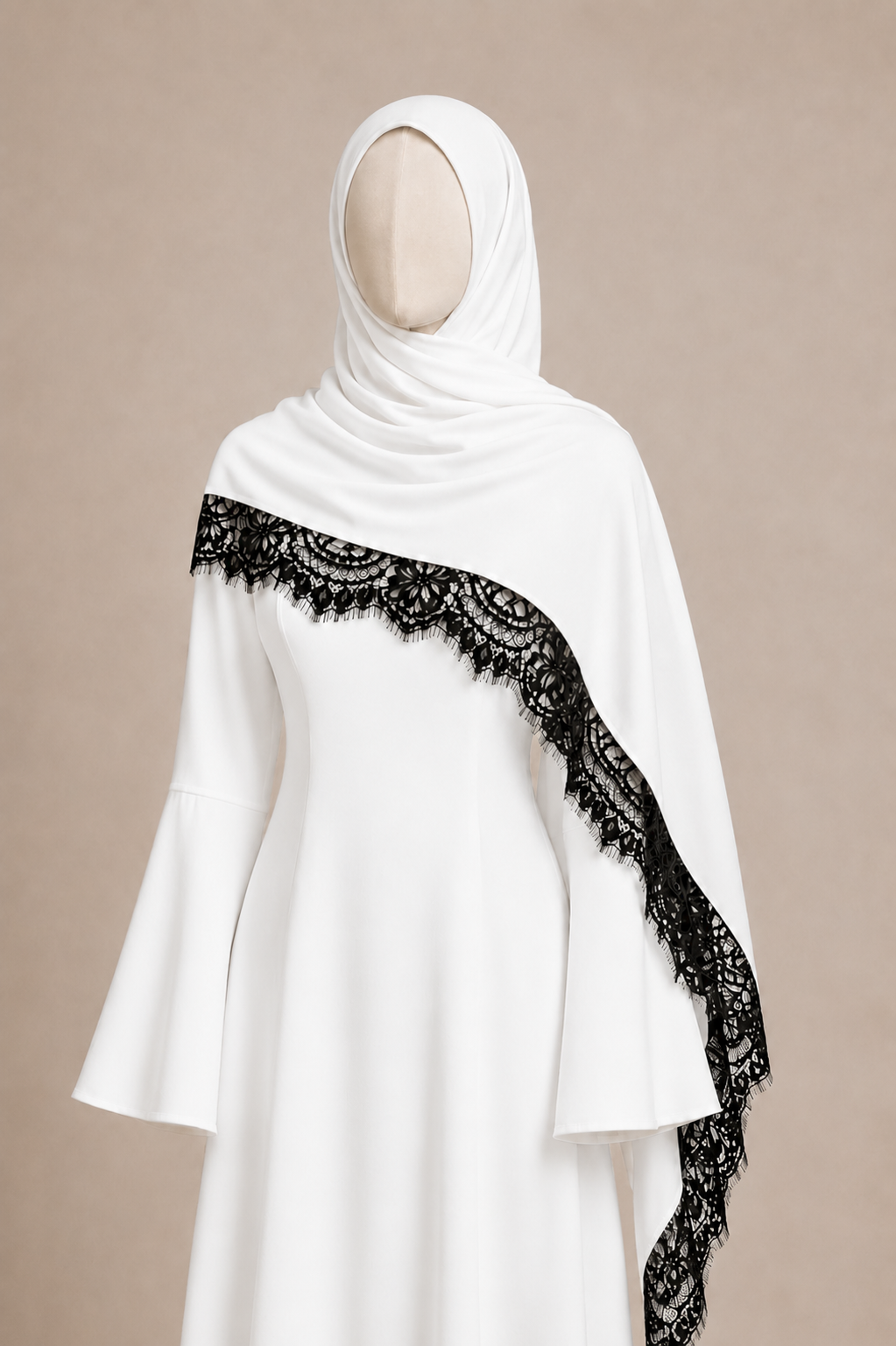 LACE MODAL SHAWL (WHITE)