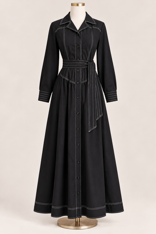 HANAN EMBROIDERED DRESS (BLACK)