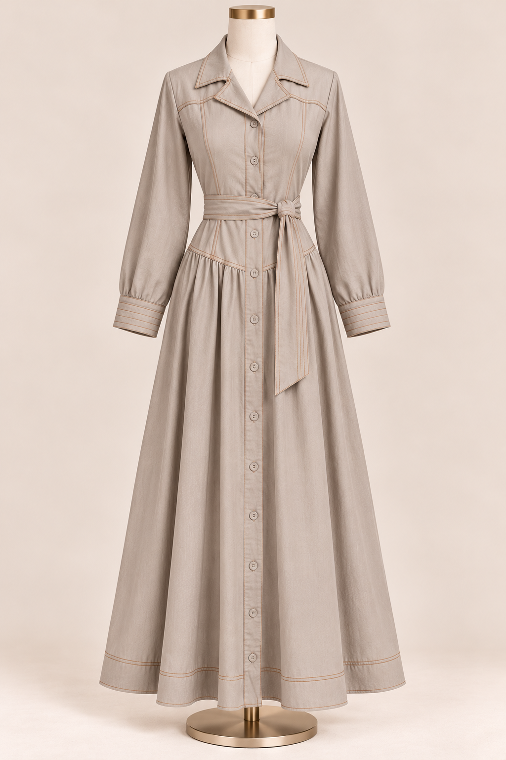 HANAN EMBROIDERED DRESS (TAUPE)