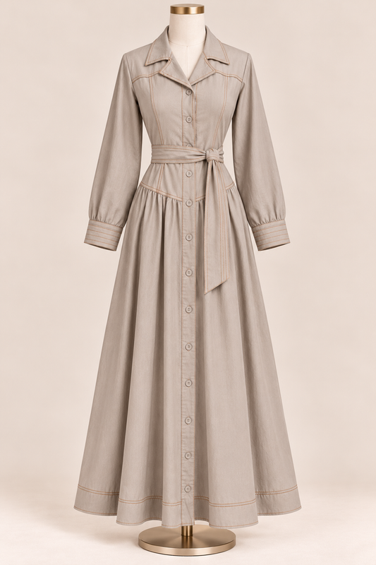 HANAN EMBROIDERED DRESS (TAUPE)