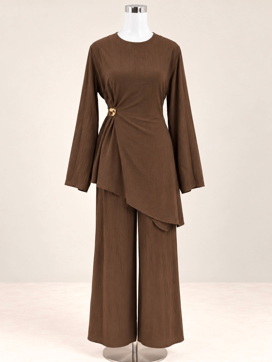 NADINE CRINKLE TOP (TRUFFLE)