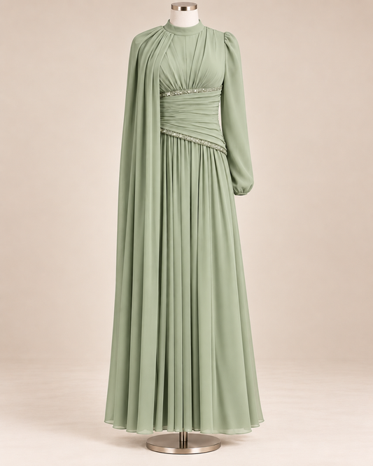 JOUMANA EVENING DRESS (PISTACHIO)