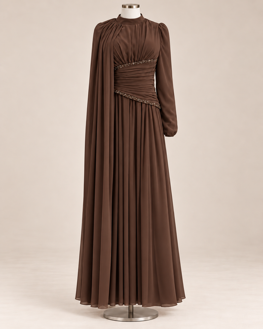 JOUMANA EVENING DRESS (CHOCOLATE)