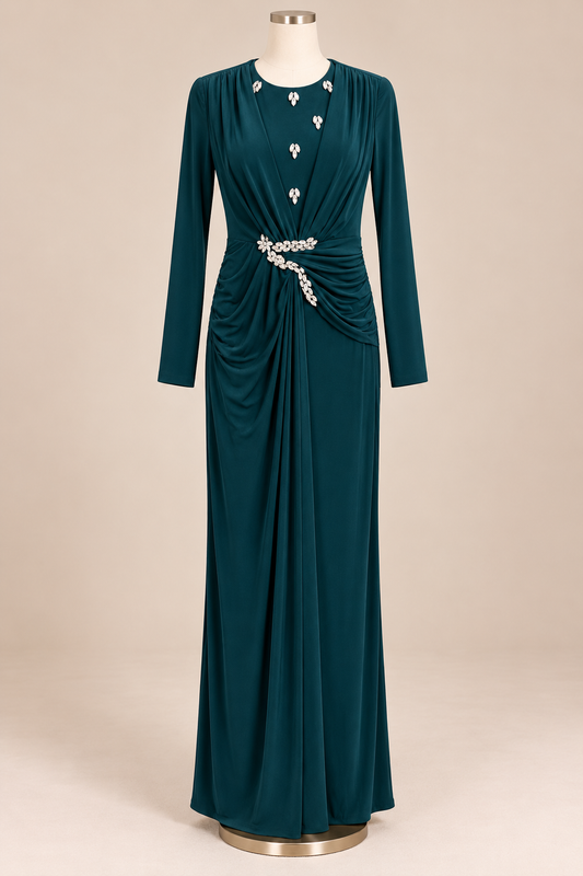 BUSHRA EVENING DRESS (EMERALD)