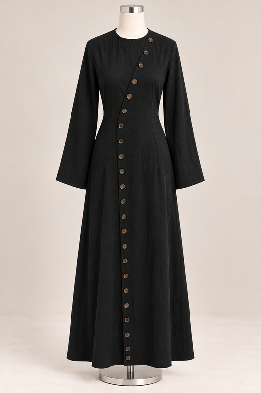 WARDA BUTTON DRESS (BLACK)