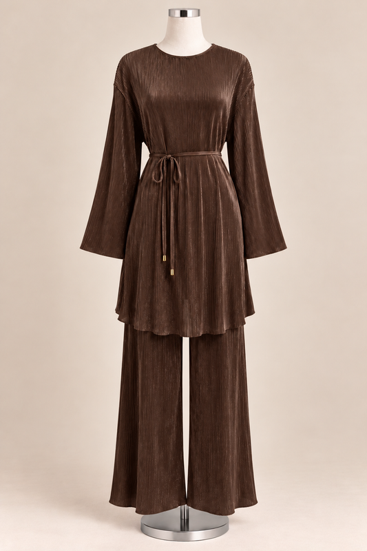 MICRO PLEAT SET (BROWN)