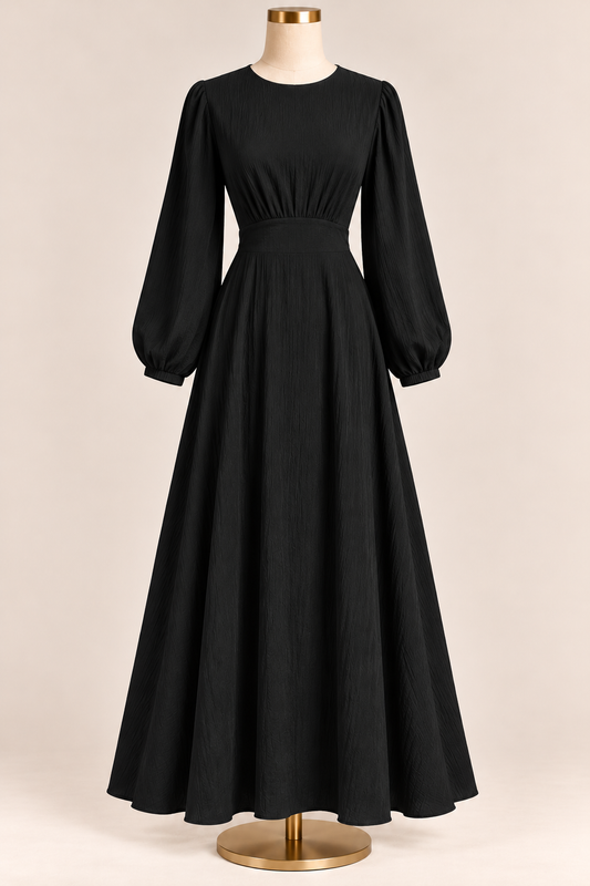 YASMINA CRINKLE DRESS (BLACK)
