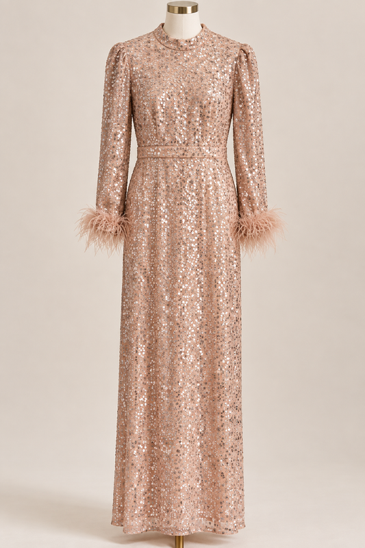 HIBA EVENING DRESS (PEACH)