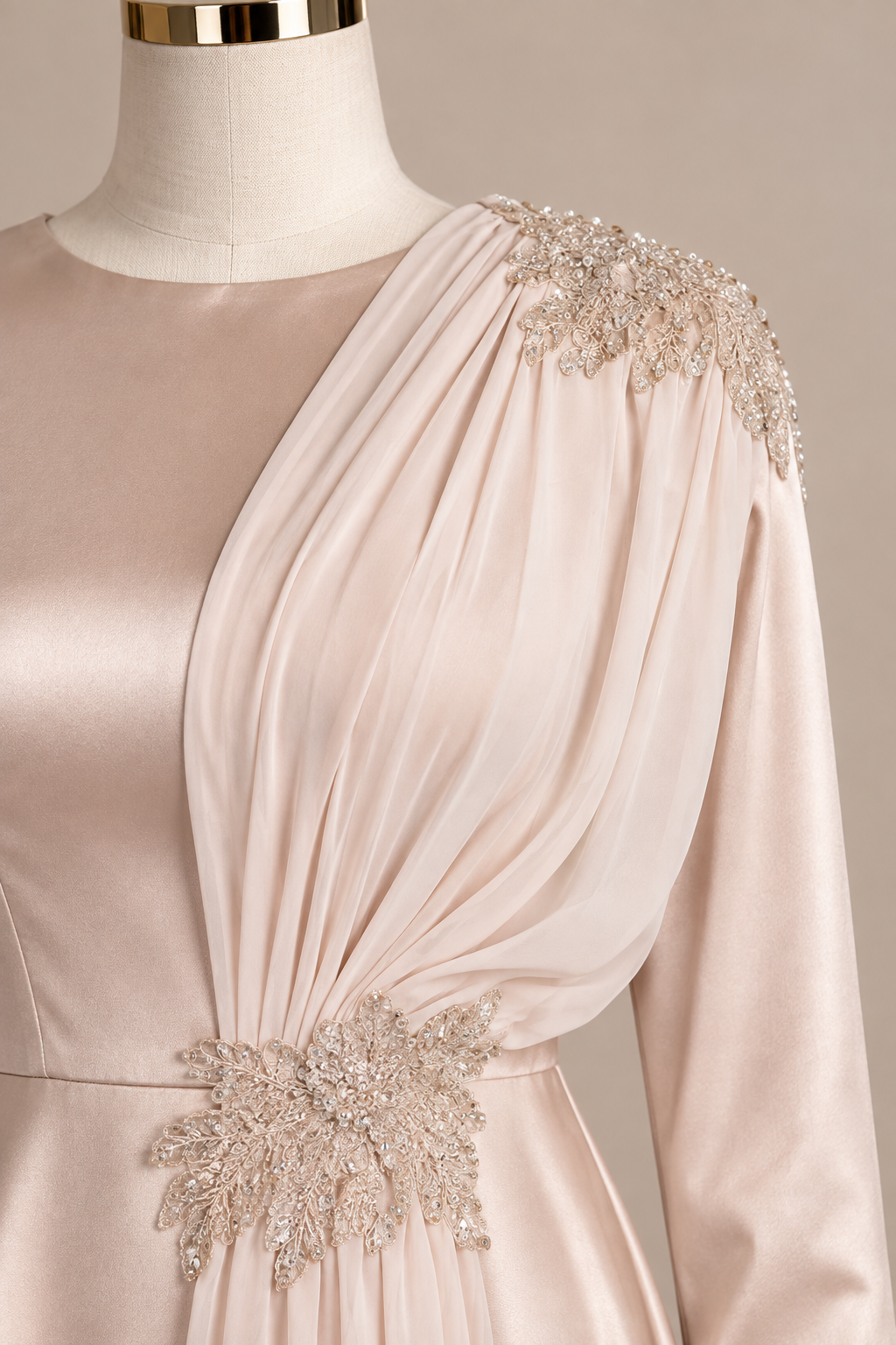 GHAZAL EVENING DRESS (CHAMPAGNE)