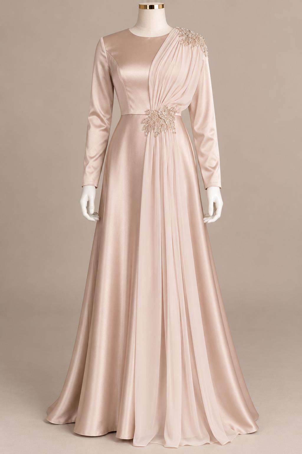 GHAZAL EVENING DRESS (CHAMPAGNE)