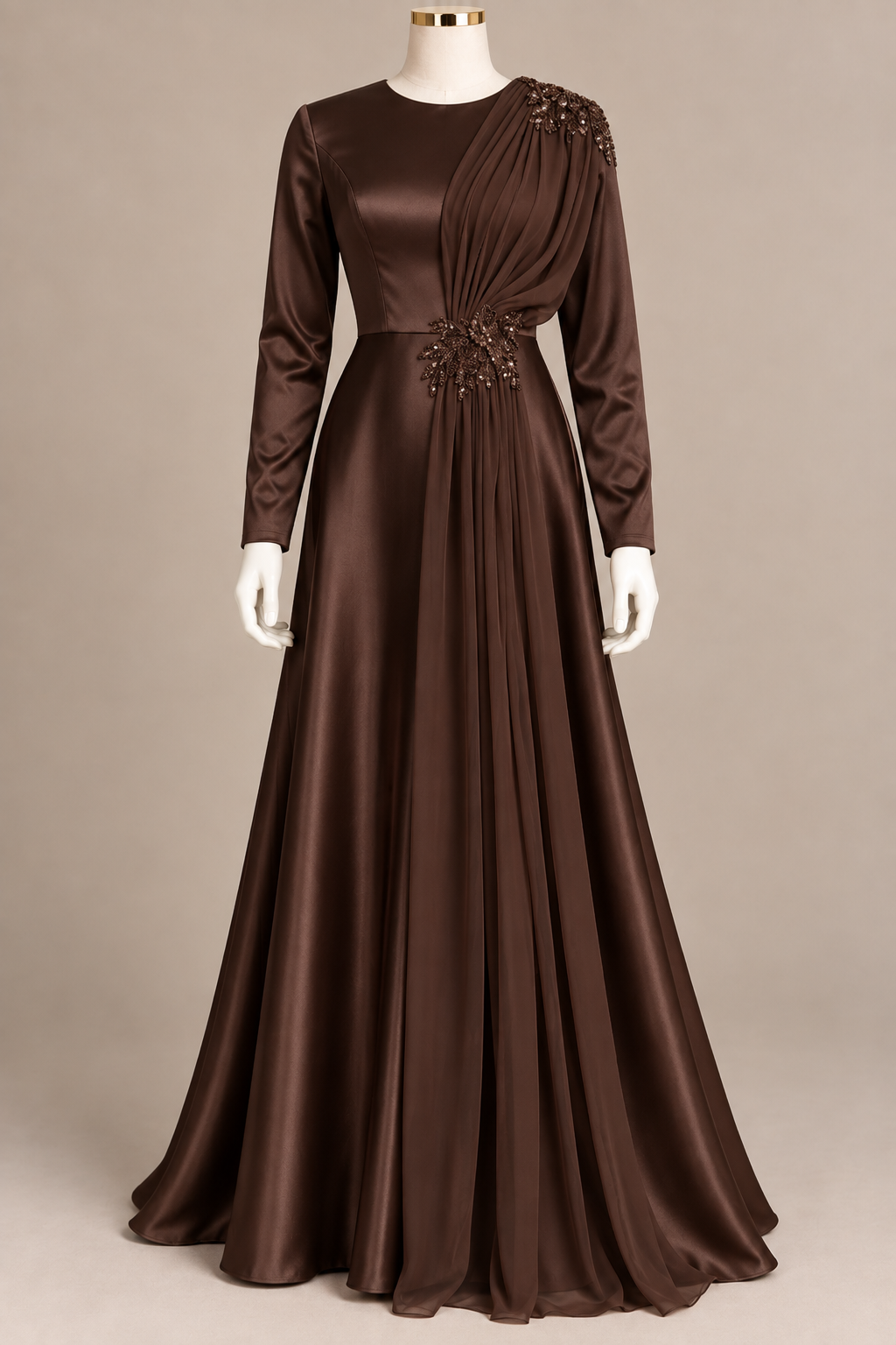 GHAZAL EVENING DRESS (CHOCOLATE)