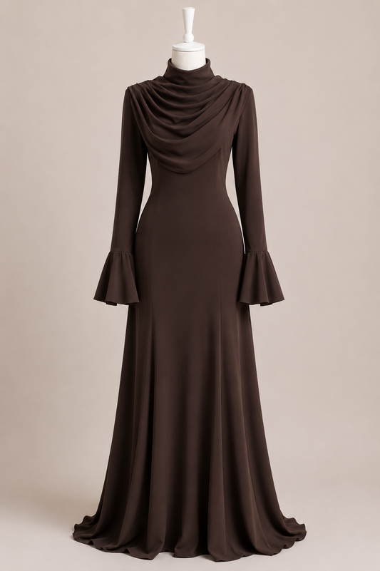 NAILA EVENING DRESS (CHOCOLATE)