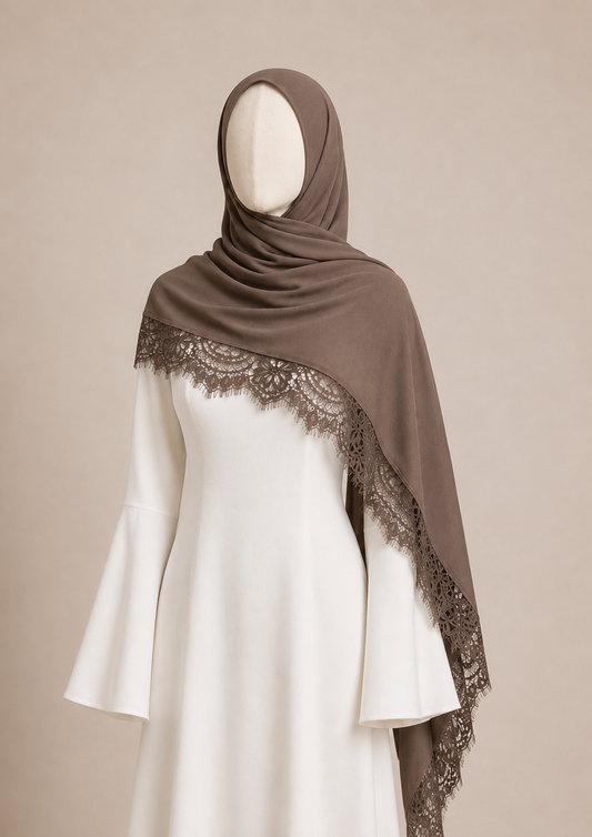 LACE MODAL SHAWL (TAUPE)