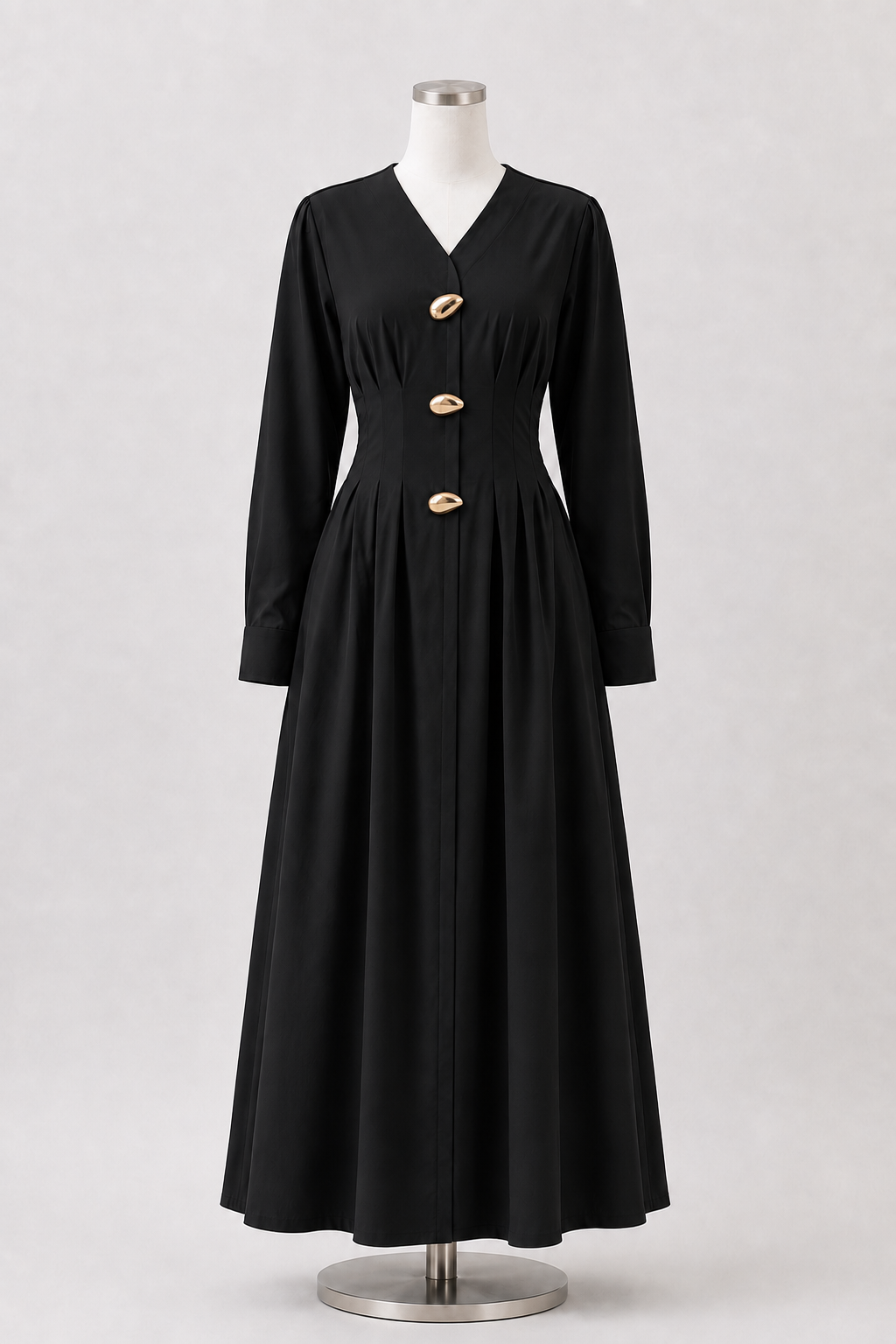 ZAINAH PLEATED DRESS (BLACK)