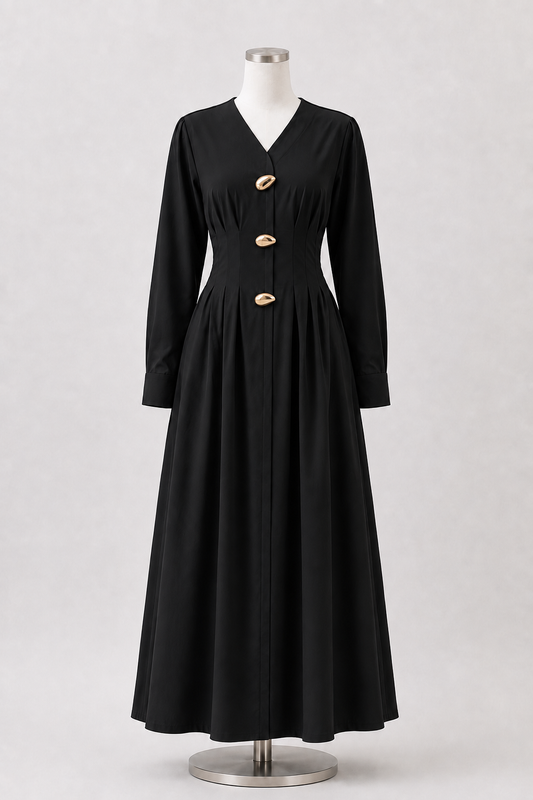 ZAINAH PLEATED DRESS (BLACK)