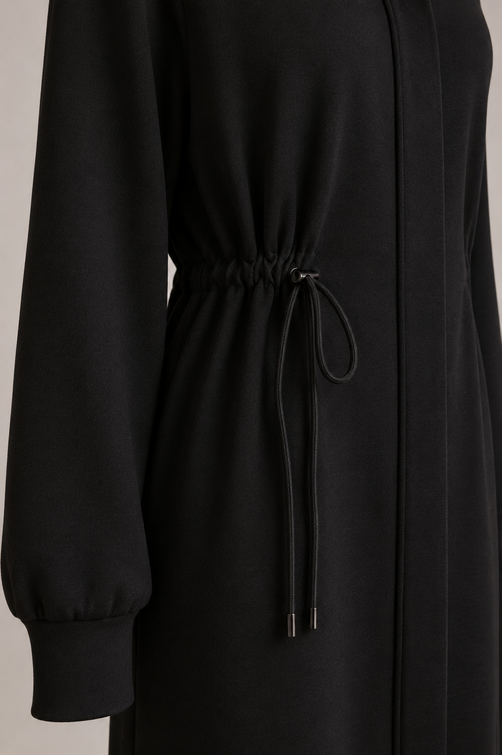 DRAWSTRING FLEECE JACKET (BLACK)