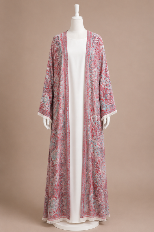 PASHMINA TWO PEICE ABAYA (CHERRY)