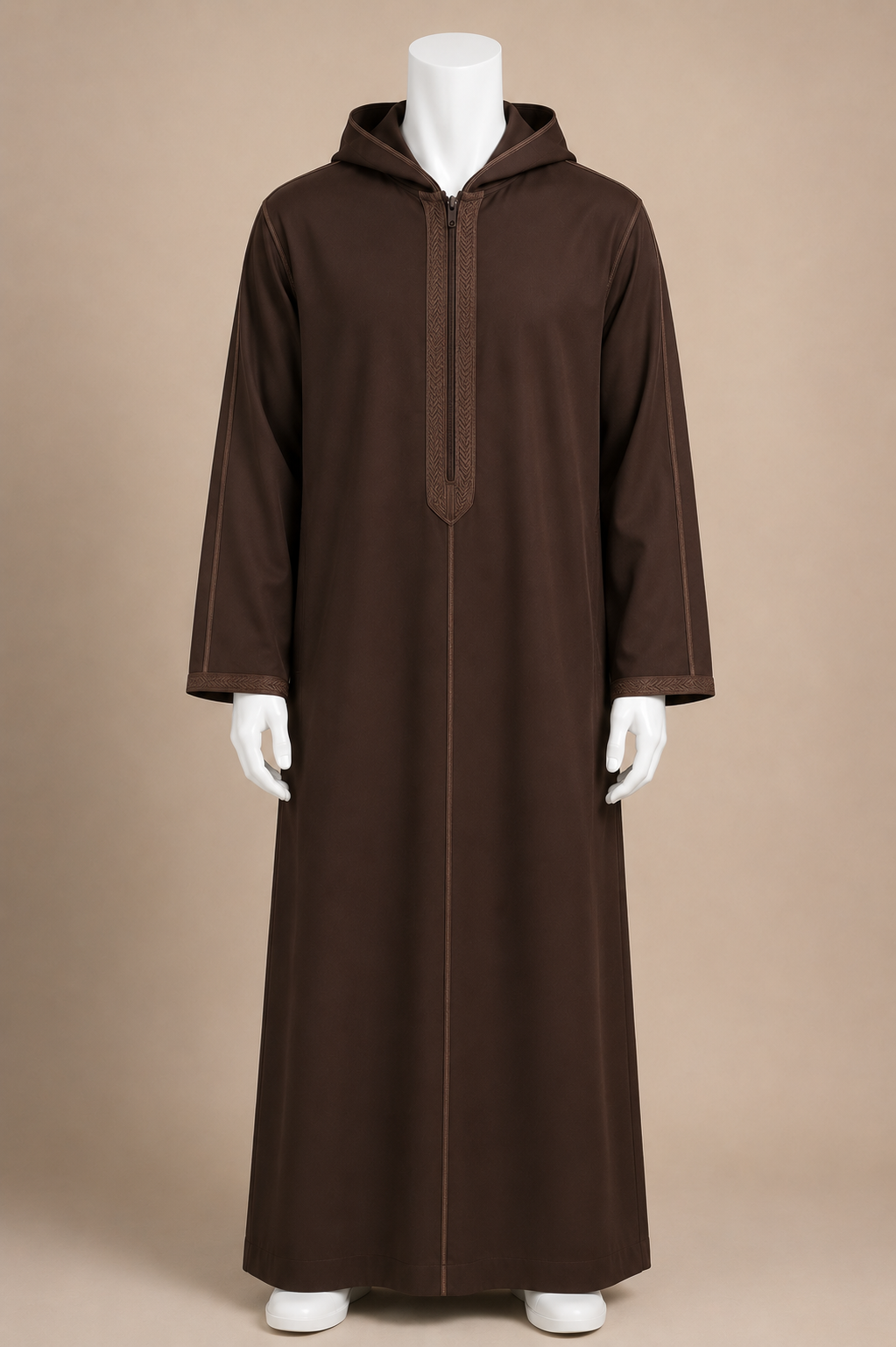 MOROCCAN HOODED DJELLABA (COFFEE)