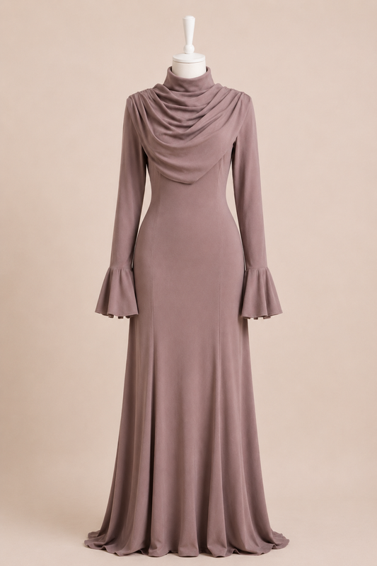 NAILA EVENING DRESS (MOCHA)