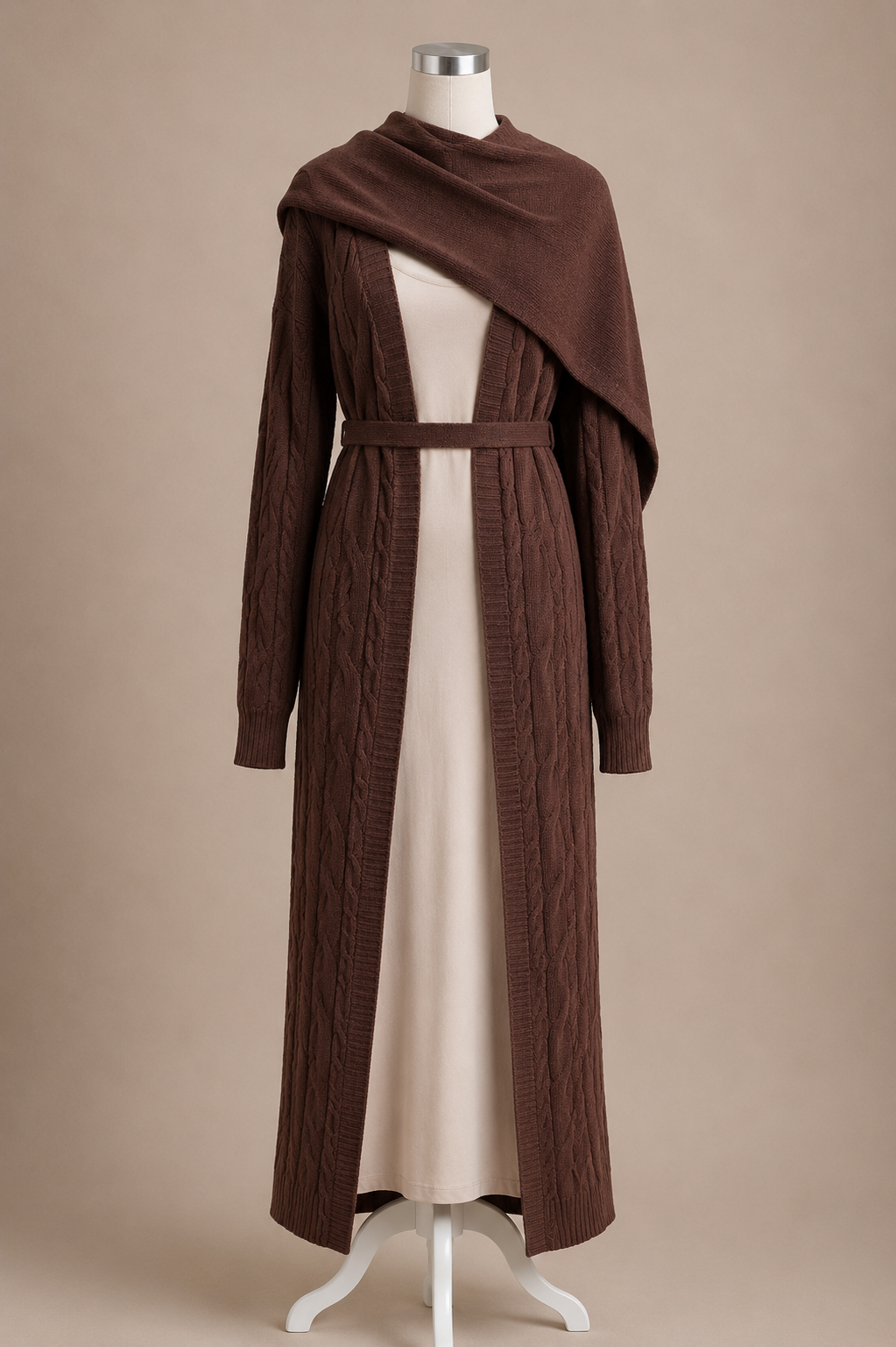 SARA CARDIGAN SET (CHOCOLATE)