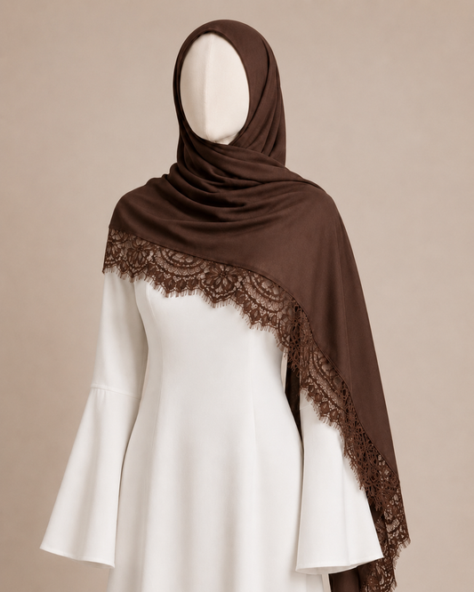 LACE MODAL SHAWL (CHOCOLATE)