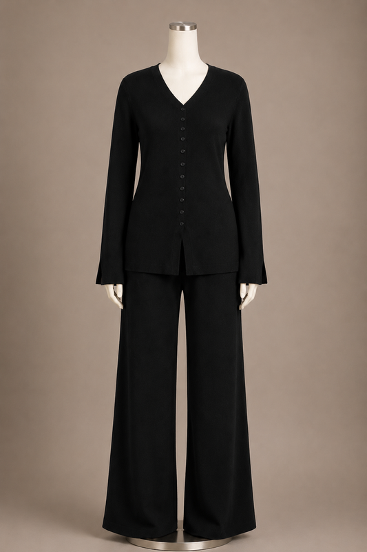 SIDRA KNIT CORD SET (BLACK)