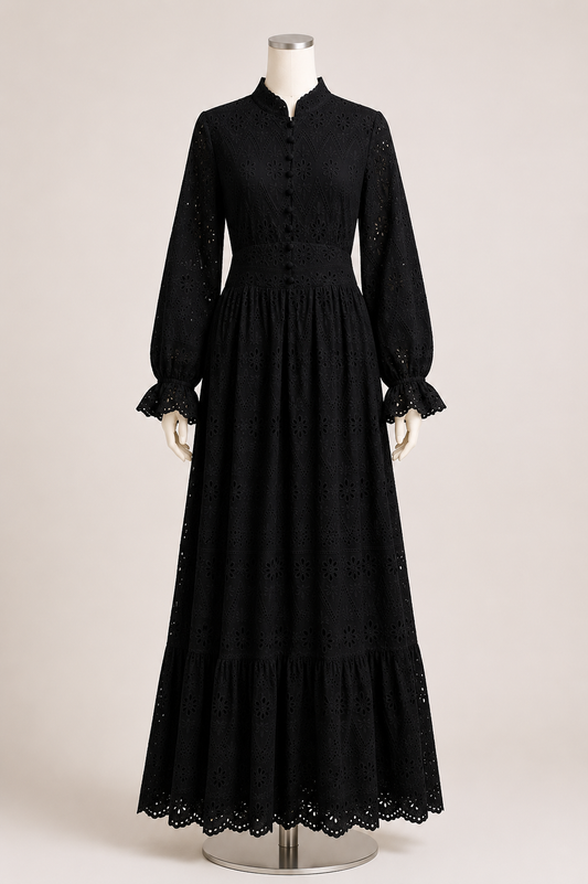 FLORAL LACE DRESS (BLACK)