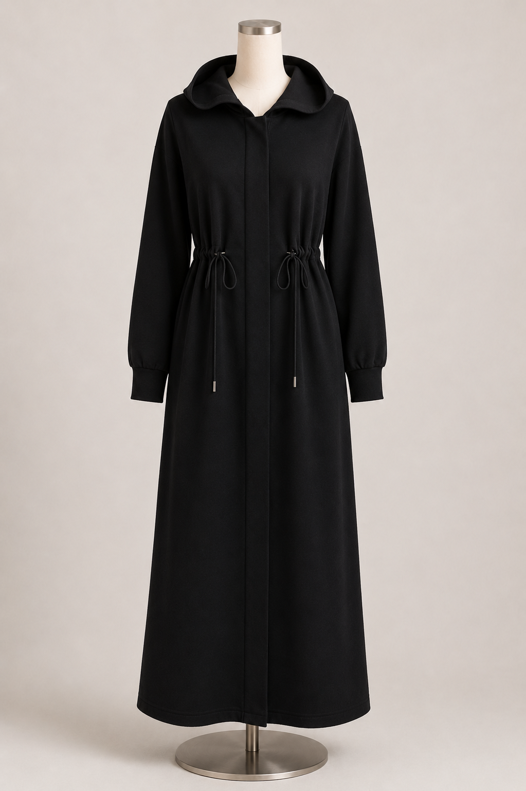 DRAWSTRING FLEECE JACKET (BLACK)