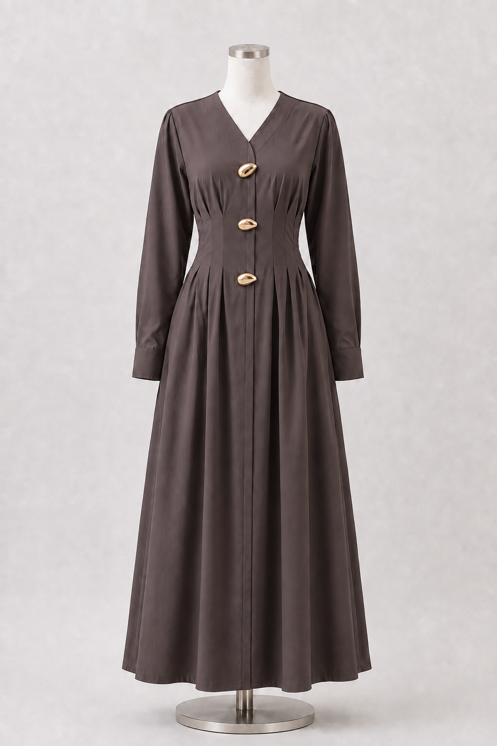 ZAINAH PLEATED DRESS (CHARCOAL)